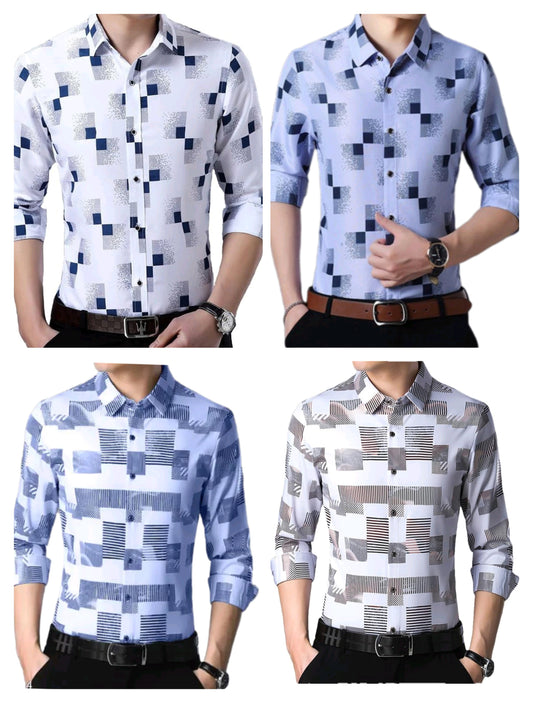 Pack of 4 Mens Check  Casual Shirts
