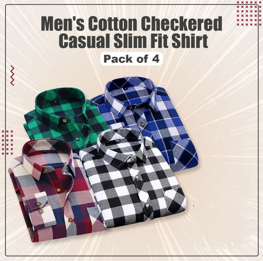 4 Mens  Check Casual Slimfit Shirts