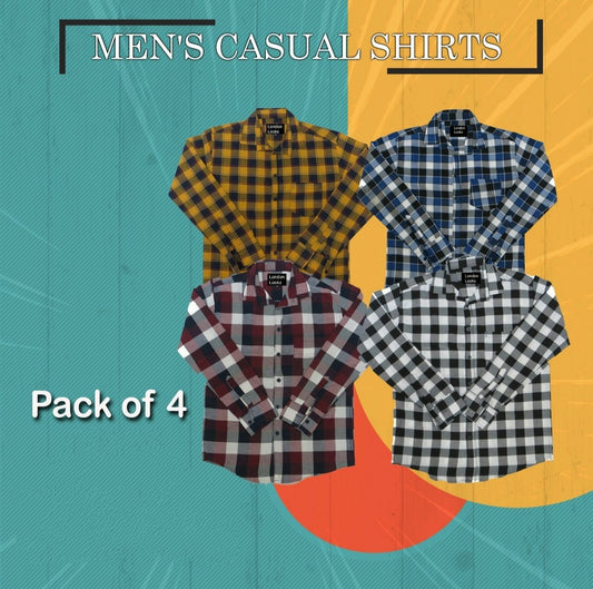 Pack of 4 Mens Check  Casual Shirts